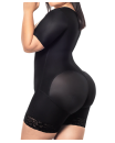 Black half-leg girdle with short sleeves O-017