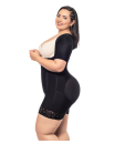 Black half-leg girdle with short sleeves O-017