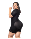 Black half-leg girdle with short sleeves O-017